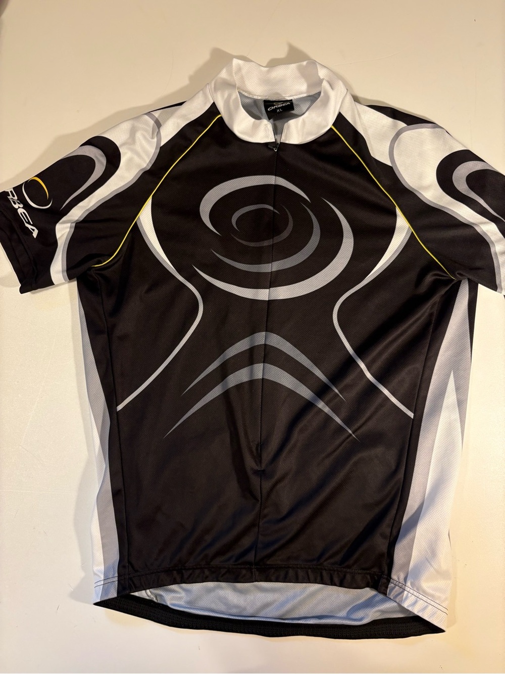 ORBEA Black & White Cycling Jersey with Swirl Graphic